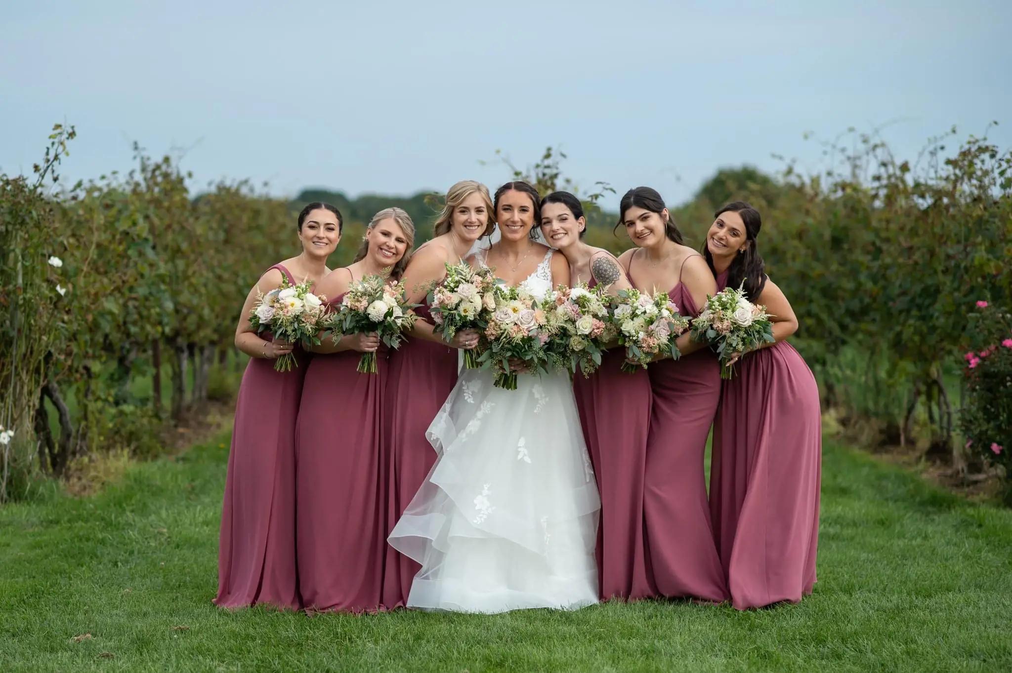 Photo of a real bride and her bride's girls