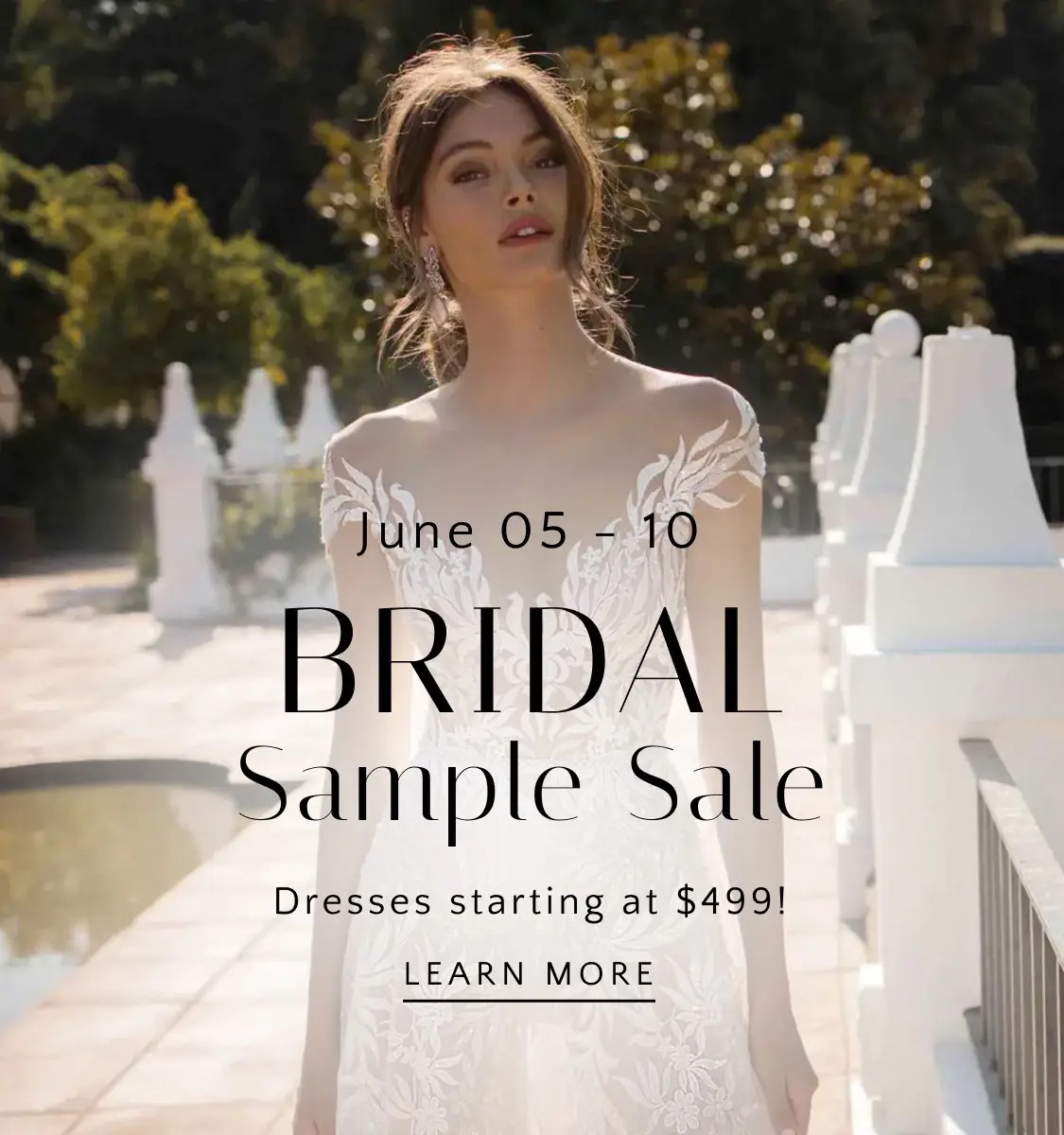 "Bridal Sample Sale" banner for mobile