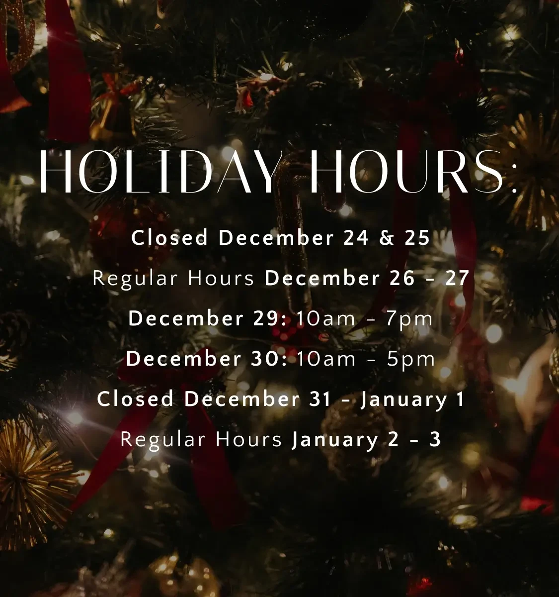 Holiday Hours